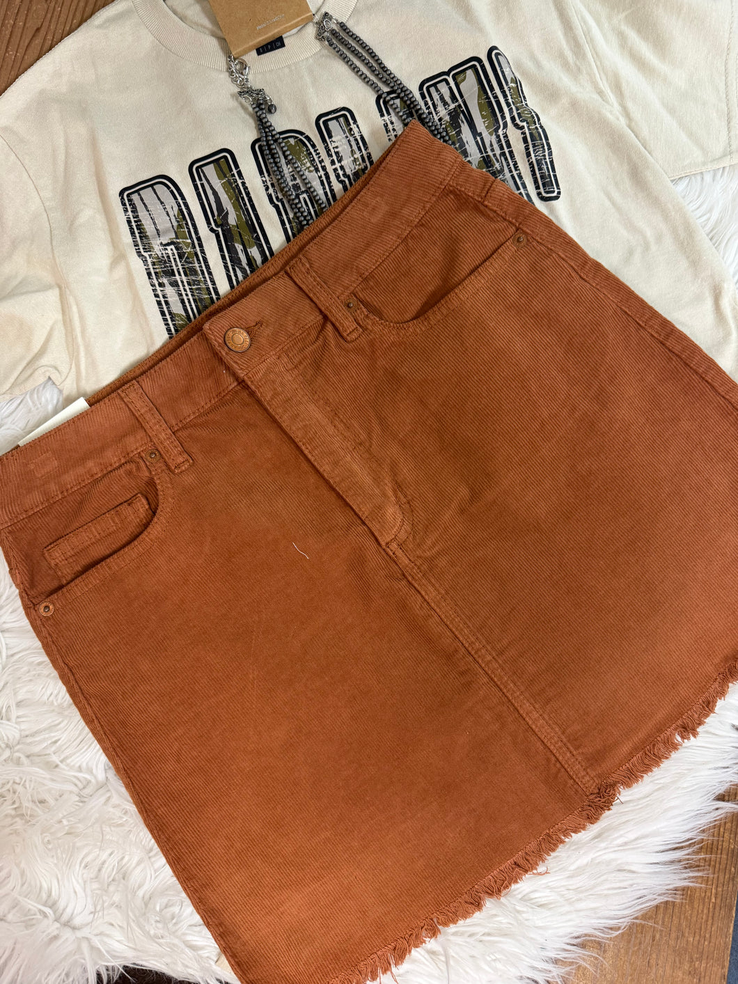 Rust Corduroy Skirt