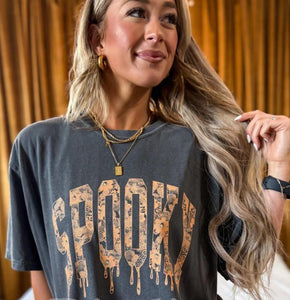 Spooky Lace Tee - Charcoal