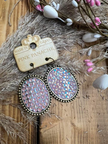 Pink Panache Large Oval Embellished Earrings - Pinky - Lilac