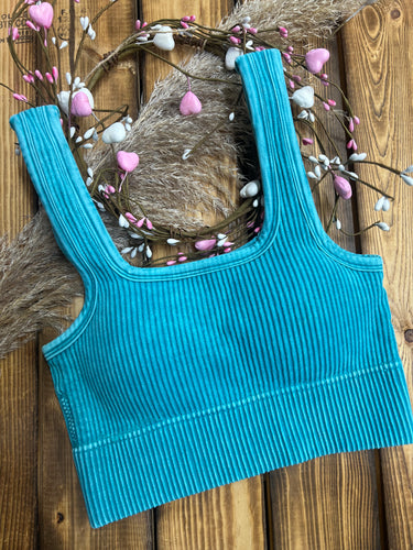 Square Neck Bralette - Color: TURQUOISE