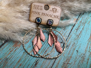 Pink Panache Hoop Earrings W/Mauve Dangle