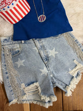Load image into Gallery viewer, Oh My Stars Rhinestone Fringe Shorts