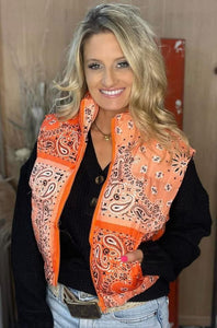 Western Puffer Vest - Orange