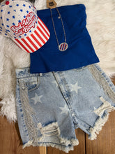 Load image into Gallery viewer, Oh My Stars Rhinestone Fringe Shorts