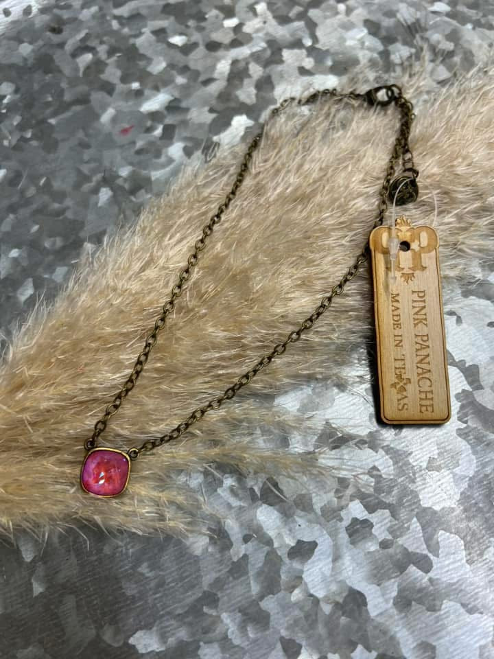 Pink Panache Necklace - Pink Stone