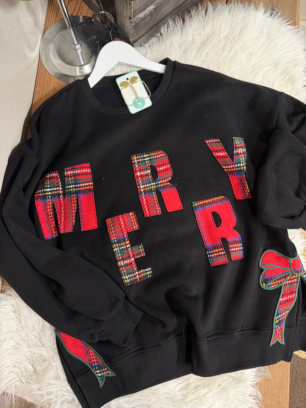 Merry Bow Sided Sweatshirt