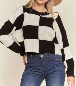 Checkered Sweater Top