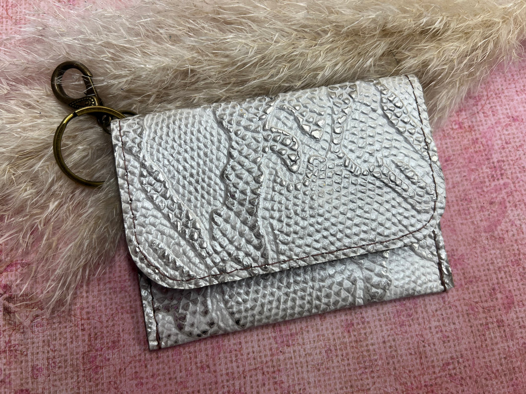 Keep it Gypsy Dolly Card Holder -White/Silver Snake Print