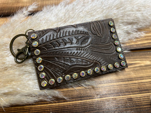 Keep It Gypsy Becca Card Holder - Dark Tan Paisley W/AB Crystal