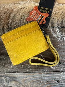 Genuine Leather Wristlet/Card Holder - Mustard