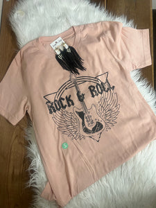 LIGHT PINK ROCK & ROLL TEE