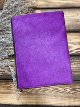 Load image into Gallery viewer, Purple Hair on Hide Leather Notebook