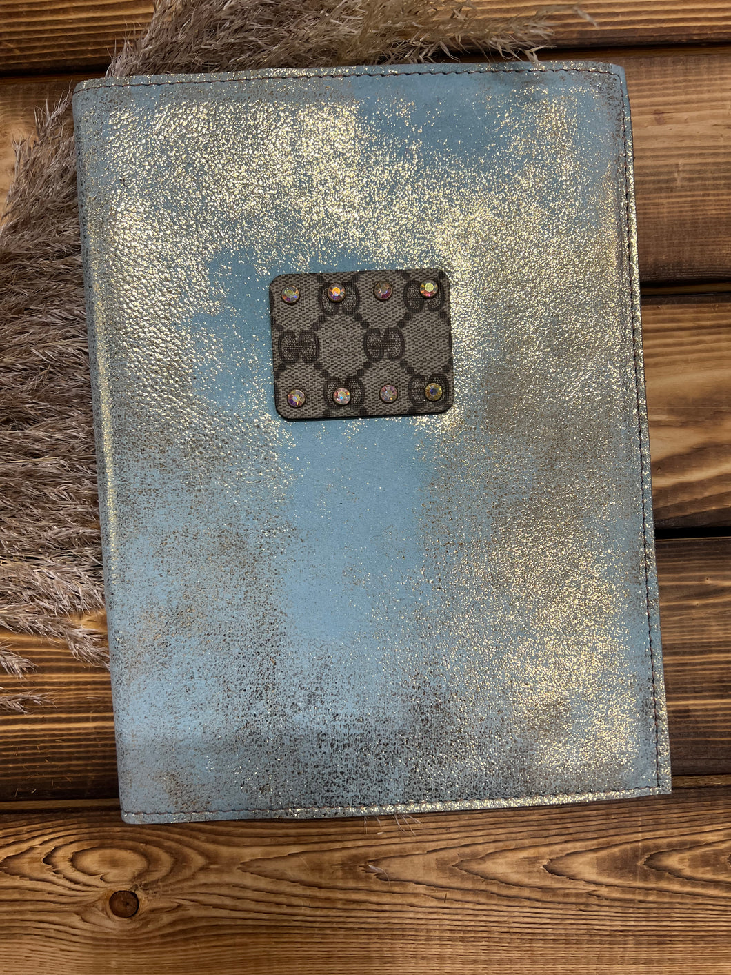 Blue Gold Leather Notebook