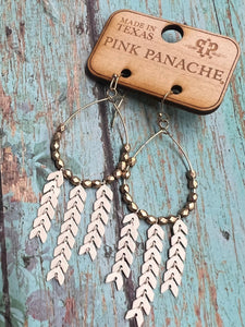 Pink Panache Tear Drip Earrings With Chevron Dangles