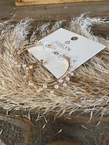 Pearl + Gold Hoops