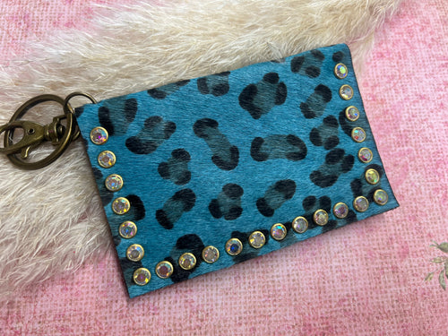 Becca Card Holder - HOH Blue Leopard W/AB Crystals