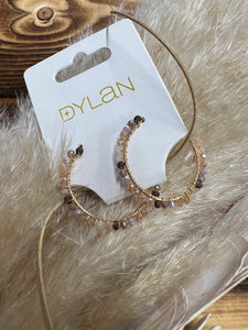 Beaded Open Hoop Earrings