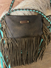 Load image into Gallery viewer, Keep It Gypsy Pop Of Color Braided Strap Fringe Crossbody - Turquoise Croc