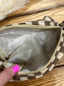 Small Checkered Makeup Travel Bag