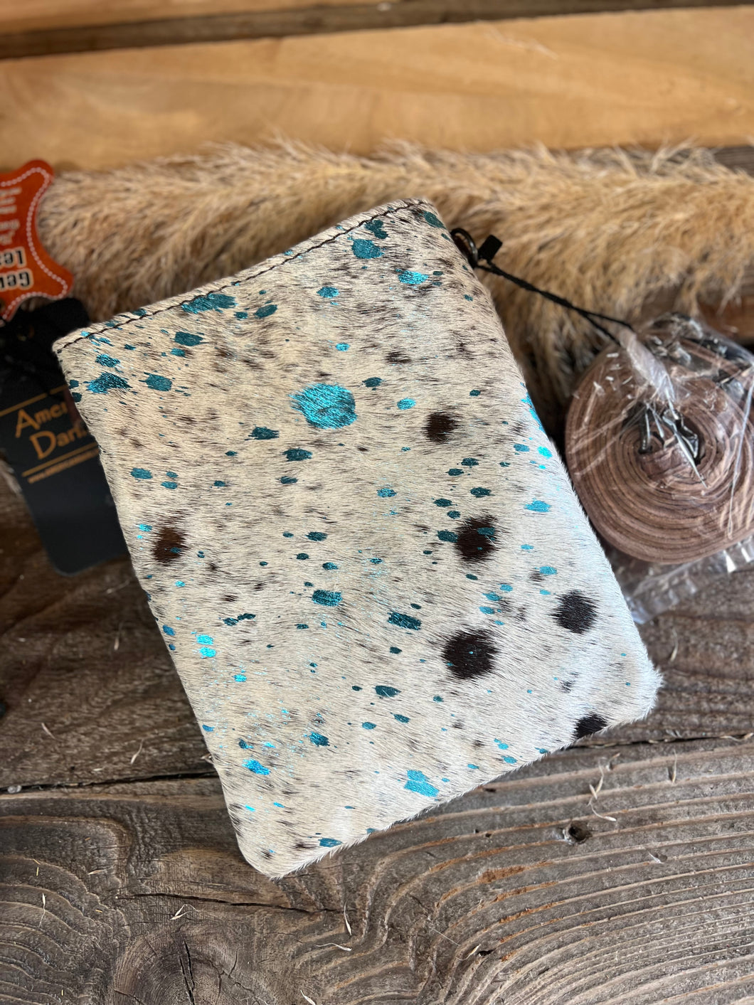 American Darling Small Crossbody - White W/Turquoise Acid Splatter