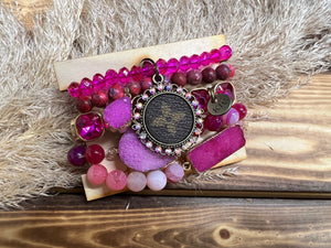 Keep It Gypsy Bracelet Stack - Dark Pink