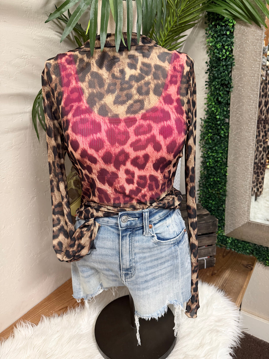 Wild Side Mesh Top - Leopard