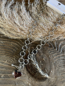 Heart Chain Toggle Necklace - Silver