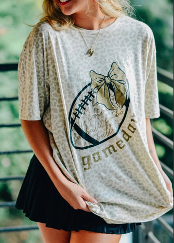 Leopard Game Day Bow Tee