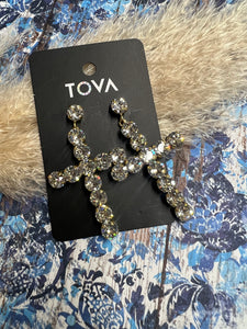 TOVA - Donatella Earrings - Gold + Clear Stones