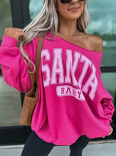 Load image into Gallery viewer, Santa Baby Pink Off Shoulder Sweatshirt