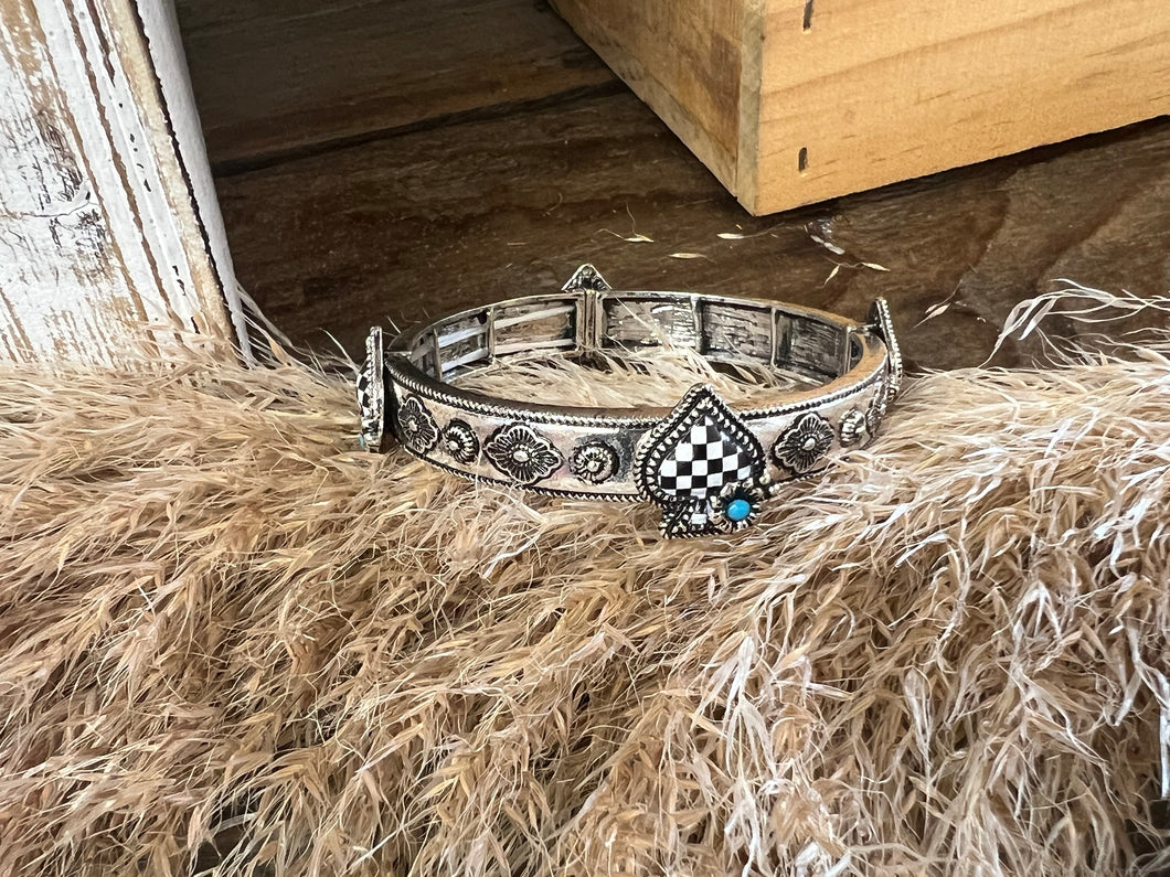 Western Checkered Spade Stretch Bracelet