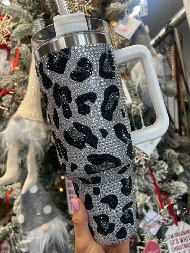 Rhinestone Leopard Tumblers