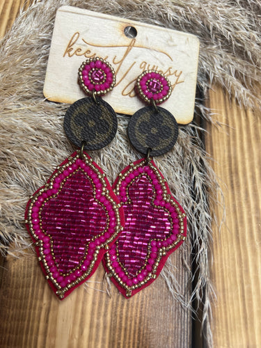 Keep it Gypsy Embellished Earrings - Fuchsia