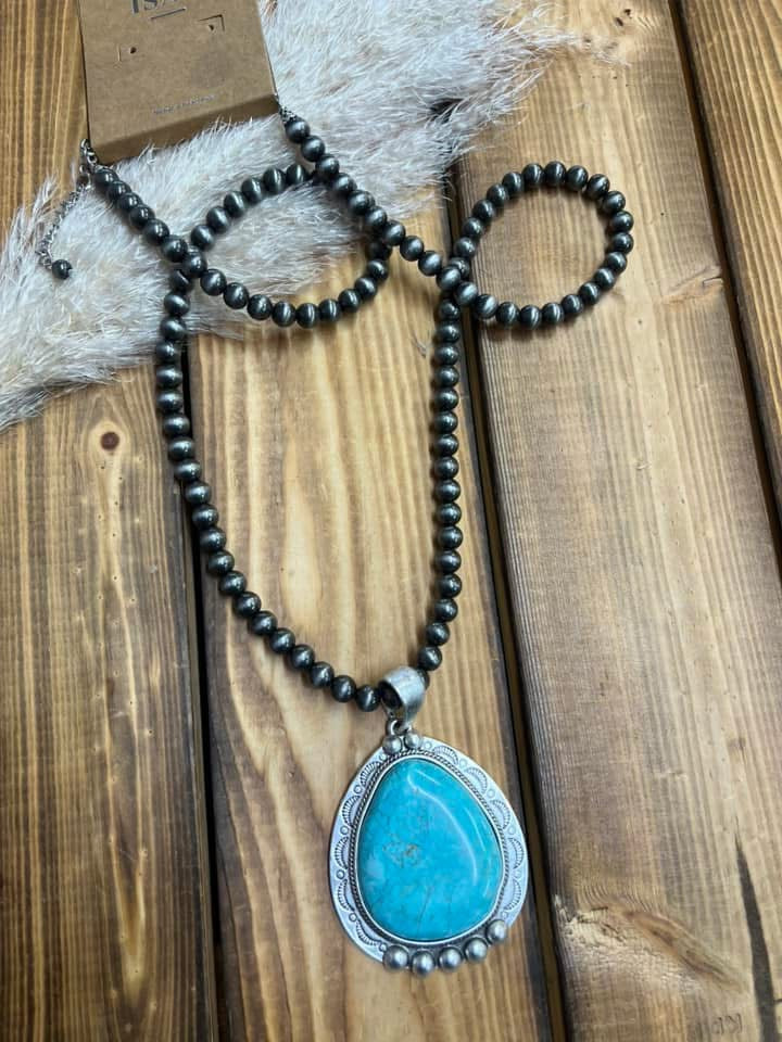 Western Navajo Turquoise Pendant Necklace