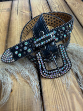 Load image into Gallery viewer, Crystal Western Belts - Black W/AB Stones