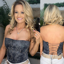 Load image into Gallery viewer, Beckee - Western Corset Top - Grey Black