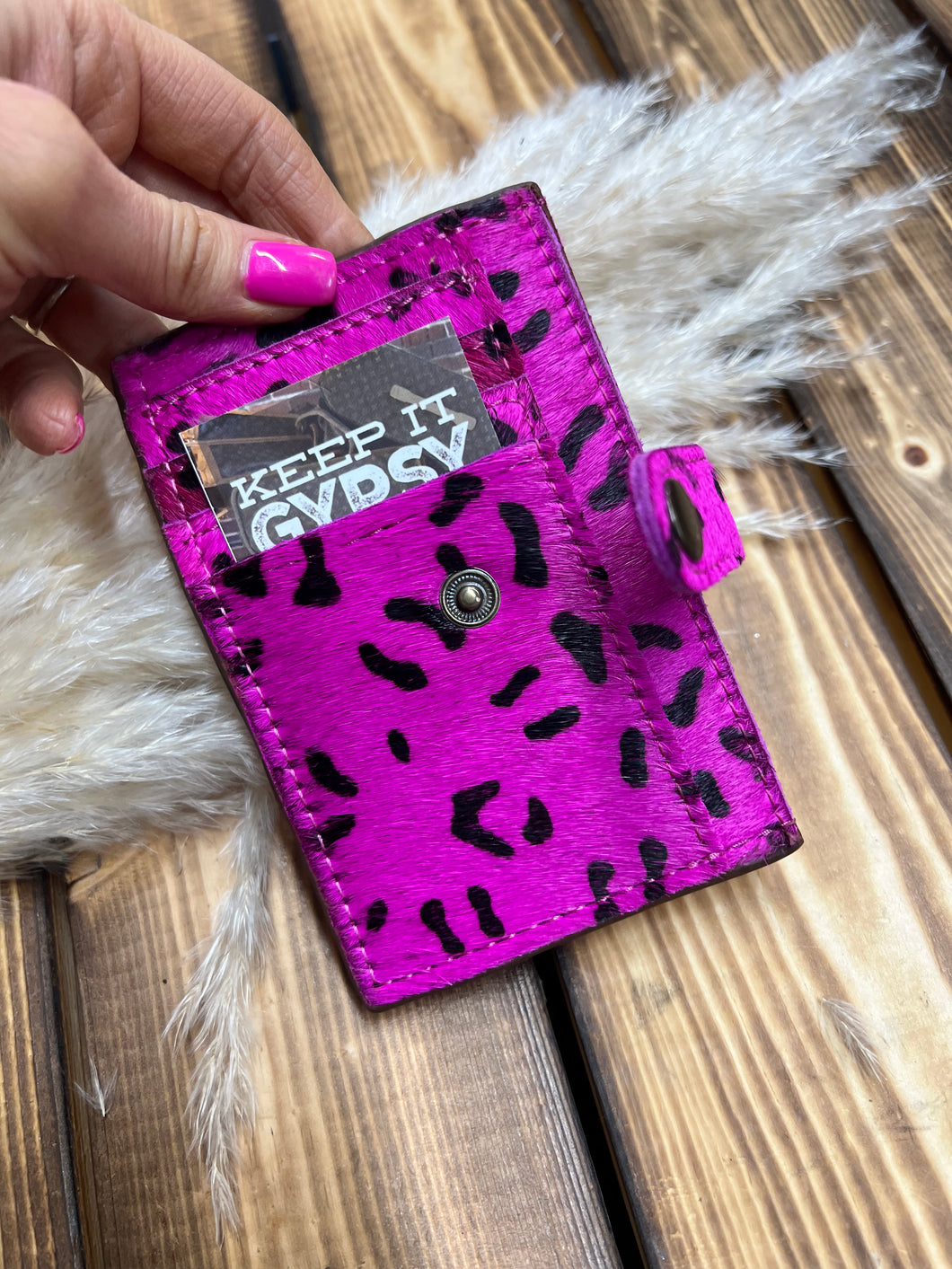 Keep It Gypsy Electric Pink Leopard Card Holder