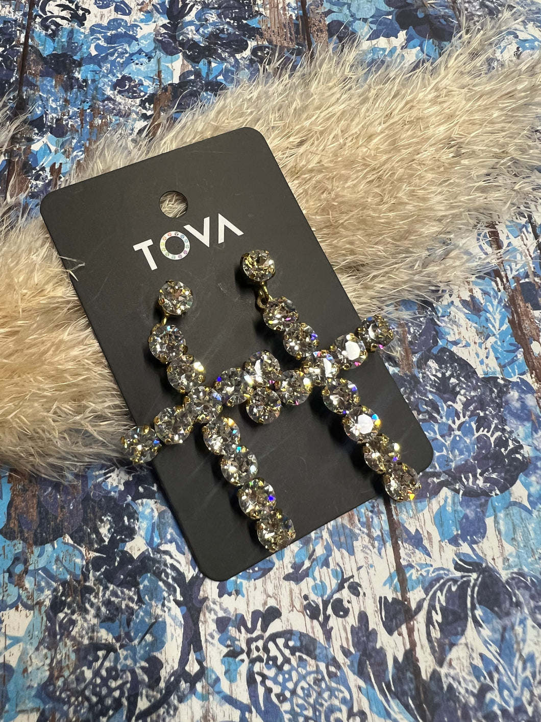 TOVA - Donatella Earrings - Gold + Clear Stones