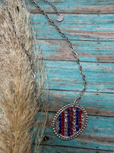 Load image into Gallery viewer, Patriotic Oval Red, White, Blue Crystals Necklace