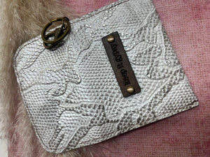 Keep it Gypsy Dolly Card Holder -White/Silver Snake Print