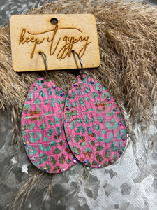 Keep it Gypsy Pink Leopard Earrings