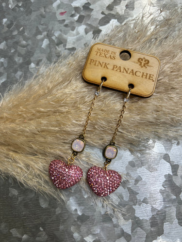 Pink Panache Heart Dangle Earrings