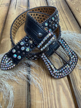 Load image into Gallery viewer, Crystal Western Belts - Black W/AB Stones