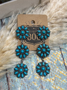806 Triple Concho Earrings - Turquoise
