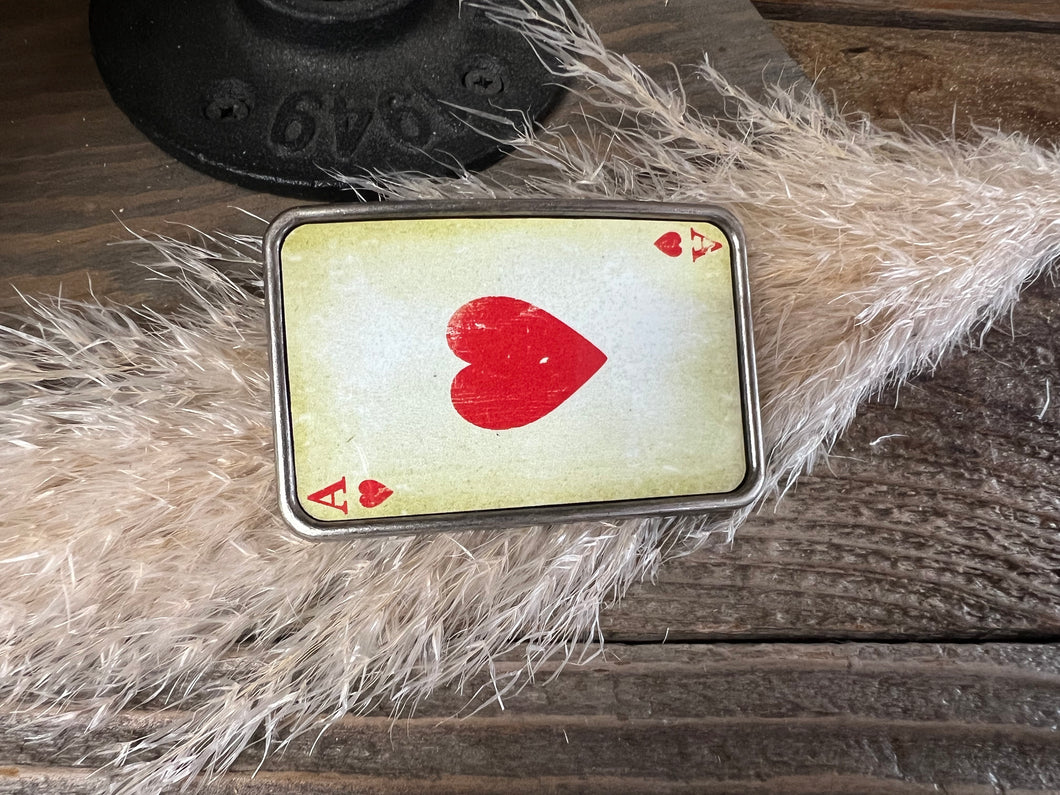 Western Belt Buckle - Aces's Red Heart