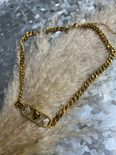 Heart Gold Bar Chain Necklace