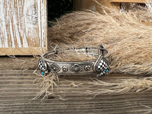 Western Checkered Spade Stretch Bracelet
