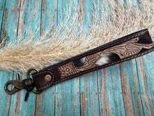 Load image into Gallery viewer, Wildvine Pony Tooled Key Fob - Dark Brown