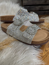 Load image into Gallery viewer, Berkely Rhinestone Slides - Silver/Clear Stones