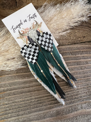 Fender Leather Earrings - EMERALD/GOLD